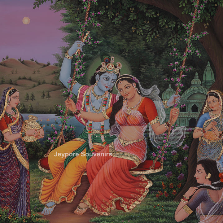 Radha Krishna Swing Moment - Painting