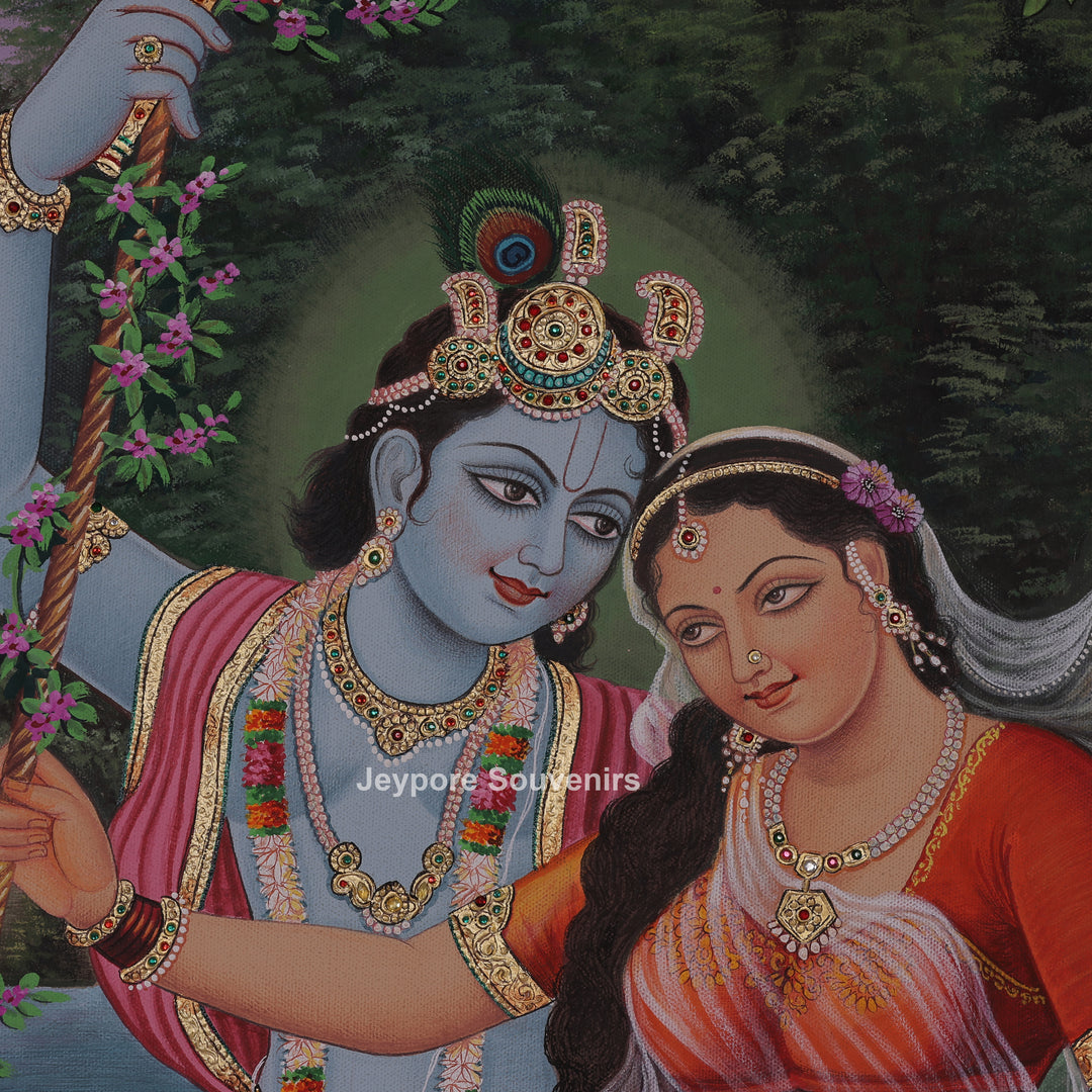 Radha Krishna Swing Moment - Painting