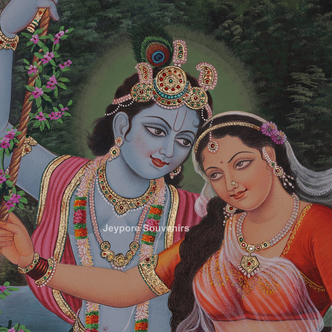 Radha Krishna Swing Moment - Painting