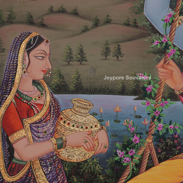 Radha Krishna Swing Moment - Painting