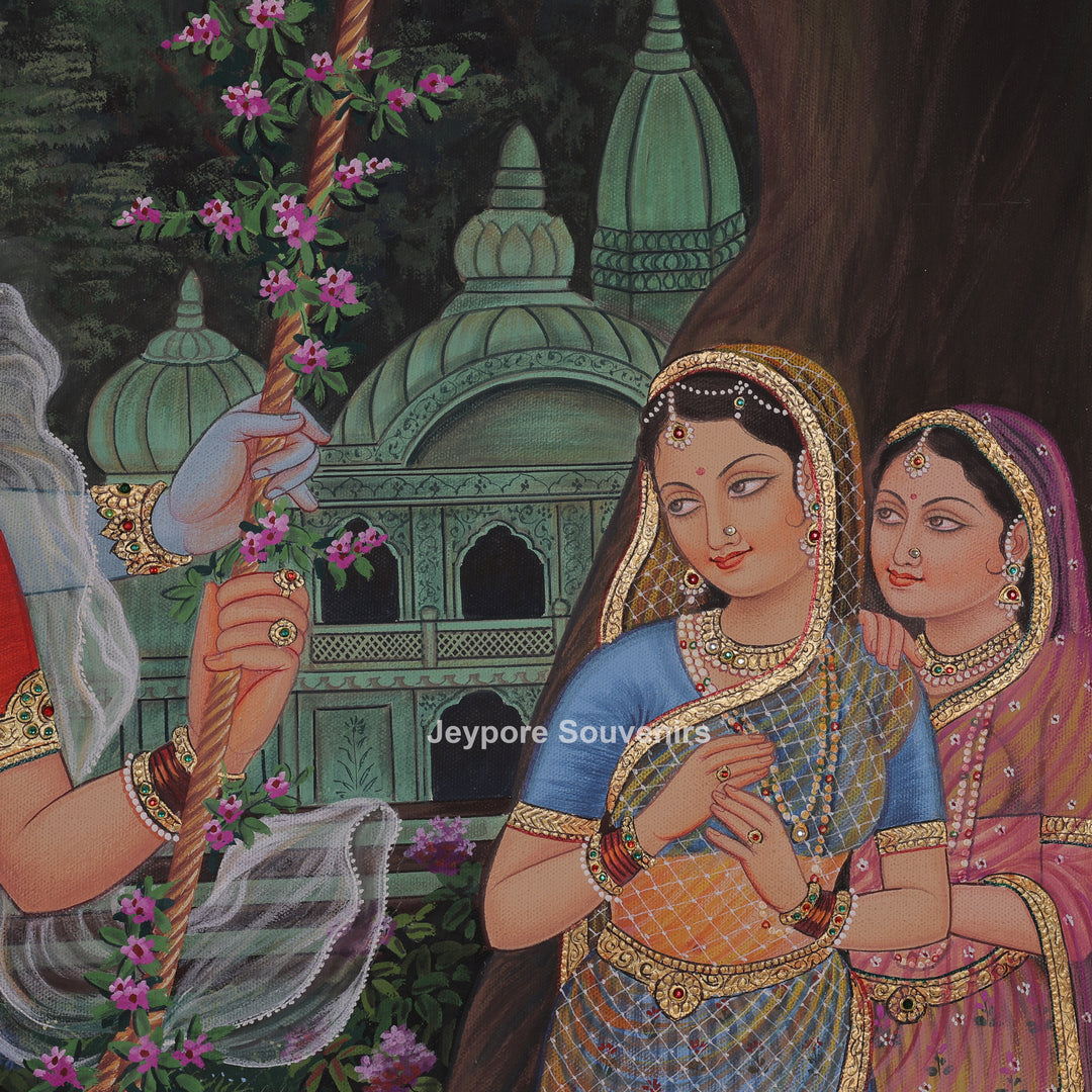 Radha Krishna Swing Moment - Painting