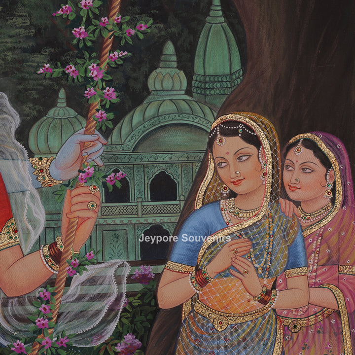 Radha Krishna Swing Moment - Painting