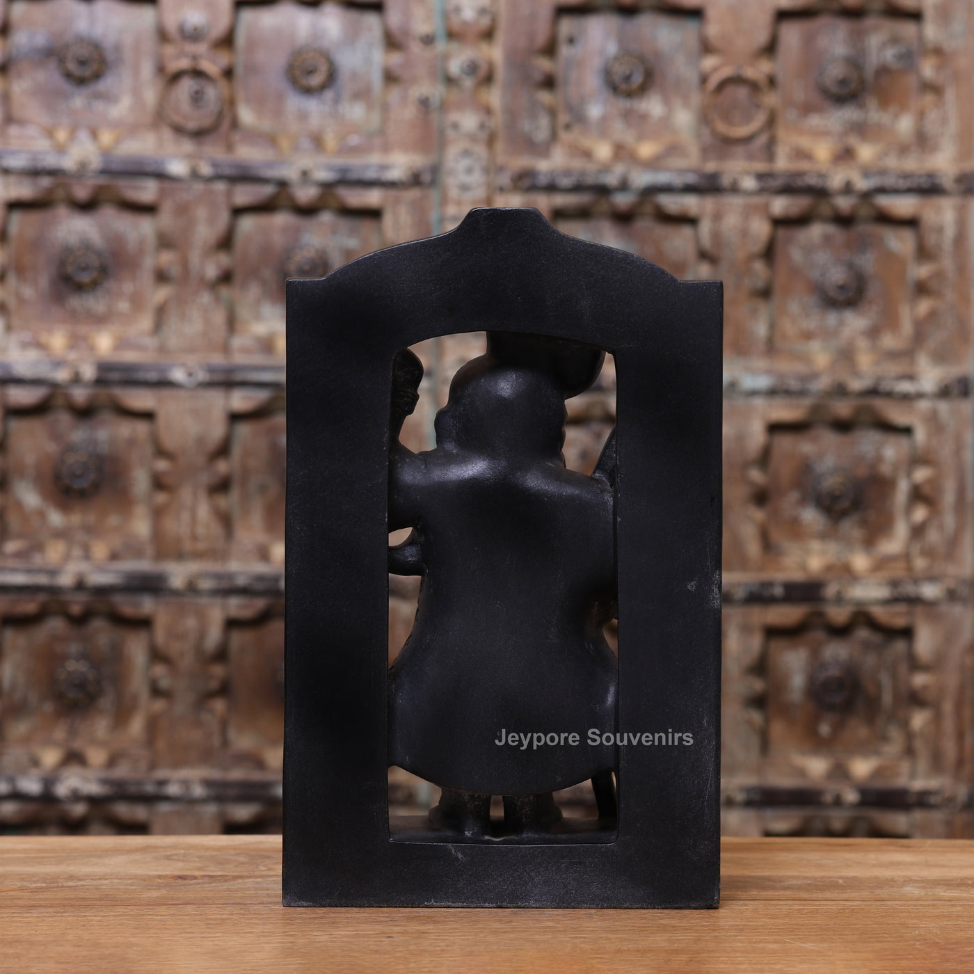 15" Hand-Carved Pure Black Marble Shreenathji Idol