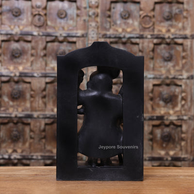 15" Hand-Carved Pure Black Marble Shreenathji Idol