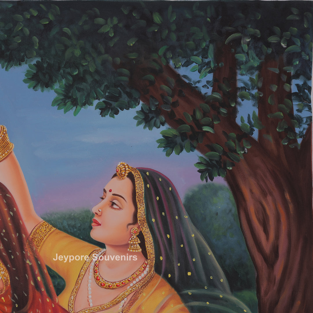 Raja Ravi Varma Inspired Three Dancing Ladies Canvas Painting