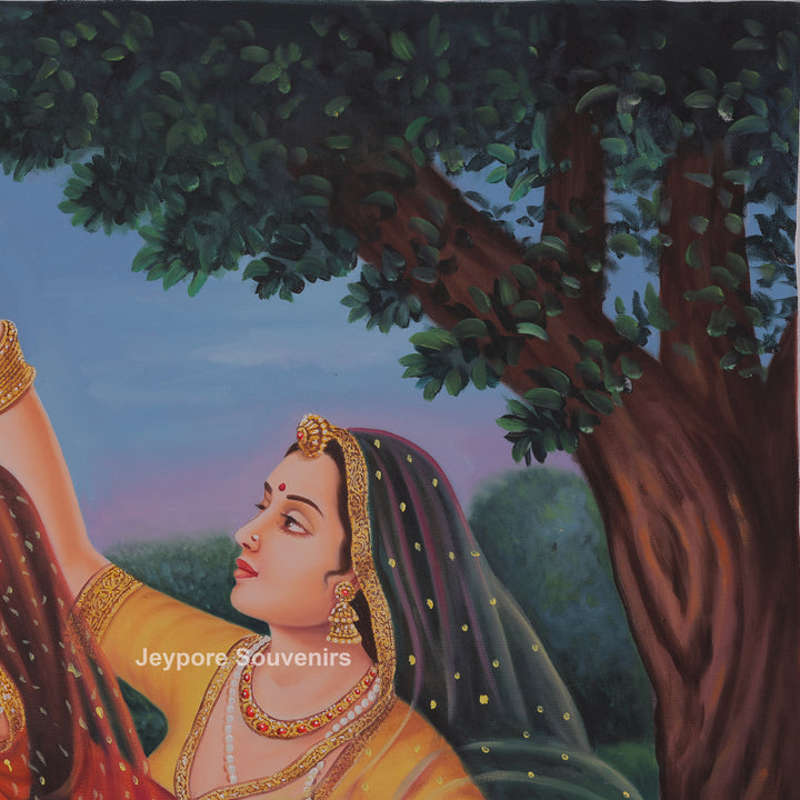 Raja Ravi Varma Inspired Three Dancing Ladies Canvas Painting