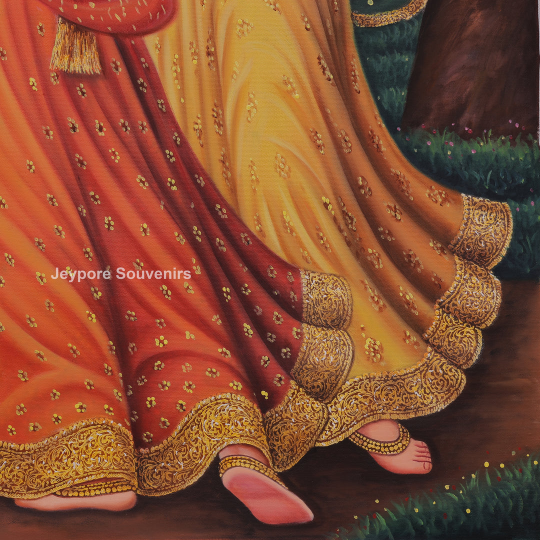 Raja Ravi Varma Inspired Three Dancing Ladies Canvas Painting