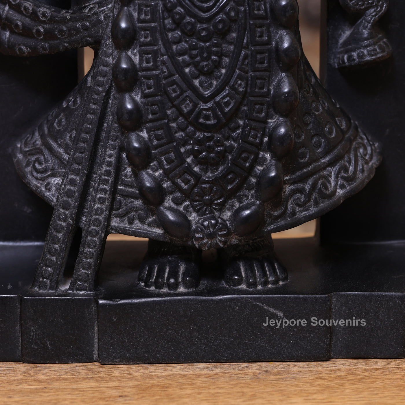 15" Hand-Carved Pure Black Marble Shreenathji Idol