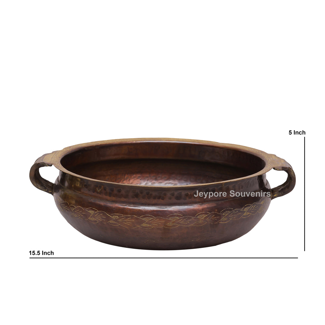 Antique Brass Urli Bowl with Handcrafted Golden Floral Detailing