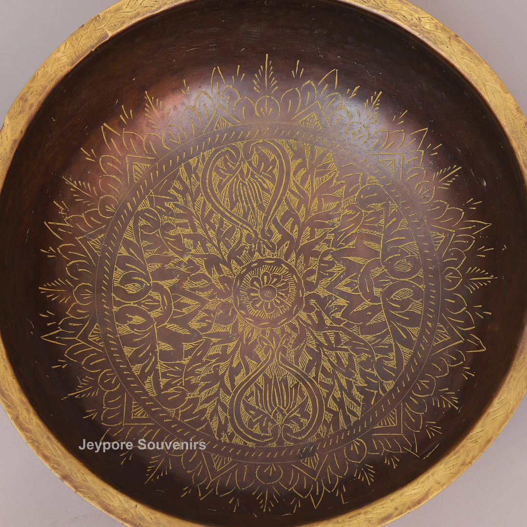 Antique Brass Urli Bowl with Handcrafted Golden Floral Detailing