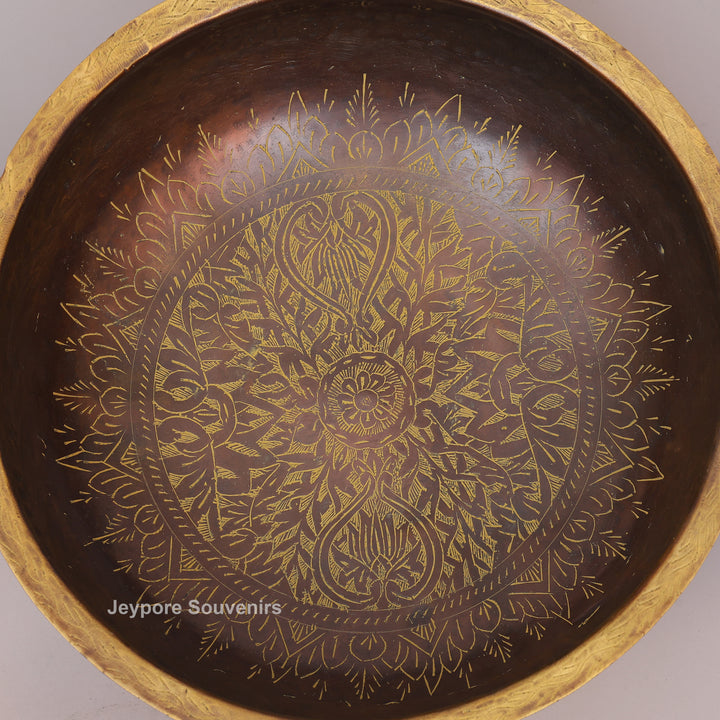 Antique Brass Urli Bowl with Handcrafted Golden Floral Detailing