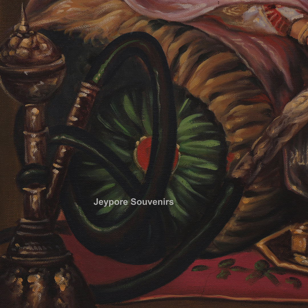 Royal Indian woman smoking a hookah Canvas Painting