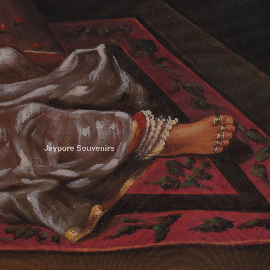 Royal Indian woman smoking a hookah Canvas Painting