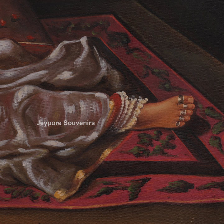 Royal Indian woman smoking a hookah Canvas Painting