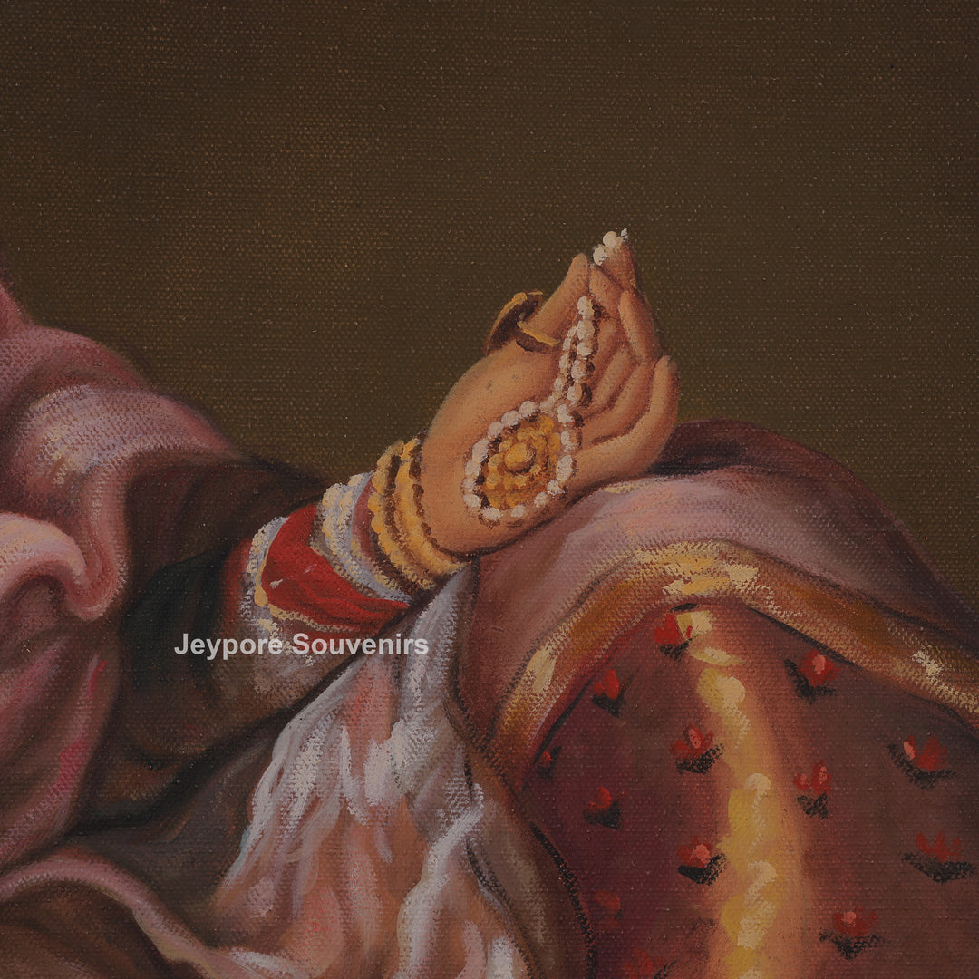 Royal Indian woman smoking a hookah Canvas Painting