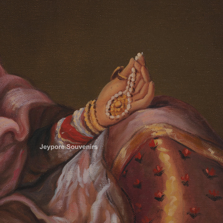 Royal Indian woman smoking a hookah Canvas Painting