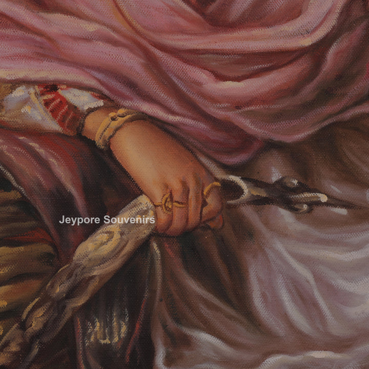 Royal Indian woman smoking a hookah Canvas Painting