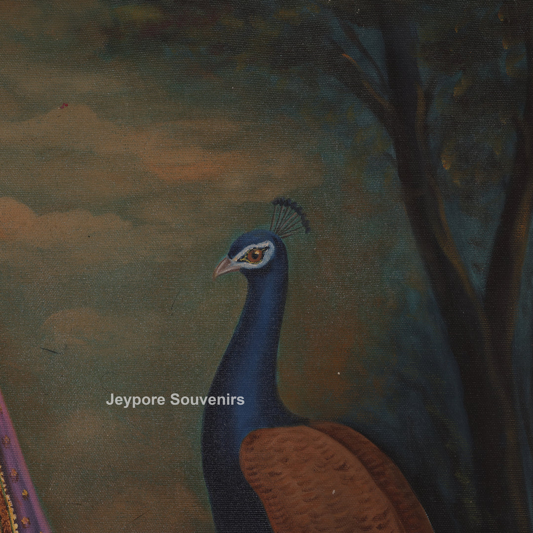 Rajasthani Women Surrounded By Peacock - Painting