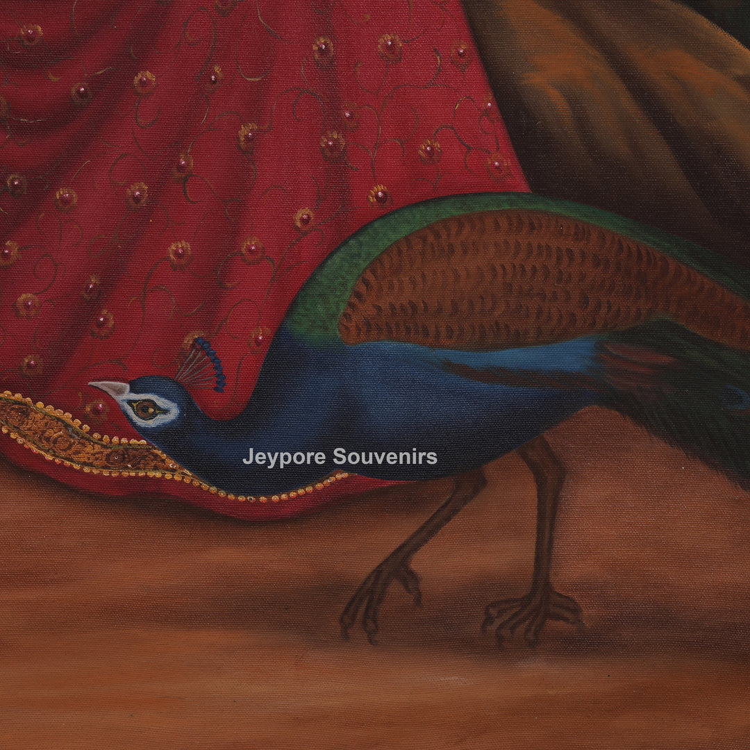 Rajasthani Women Surrounded By Peacock - Painting