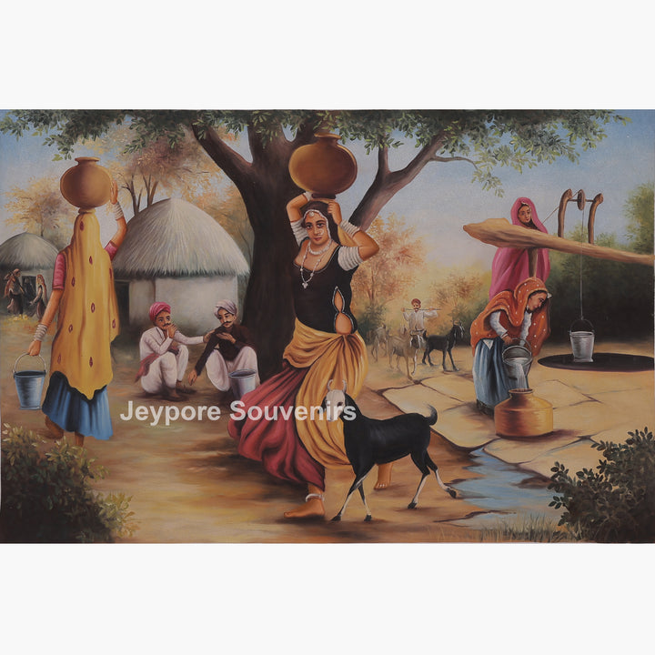 Indian Village Traditional - Handmade Painting