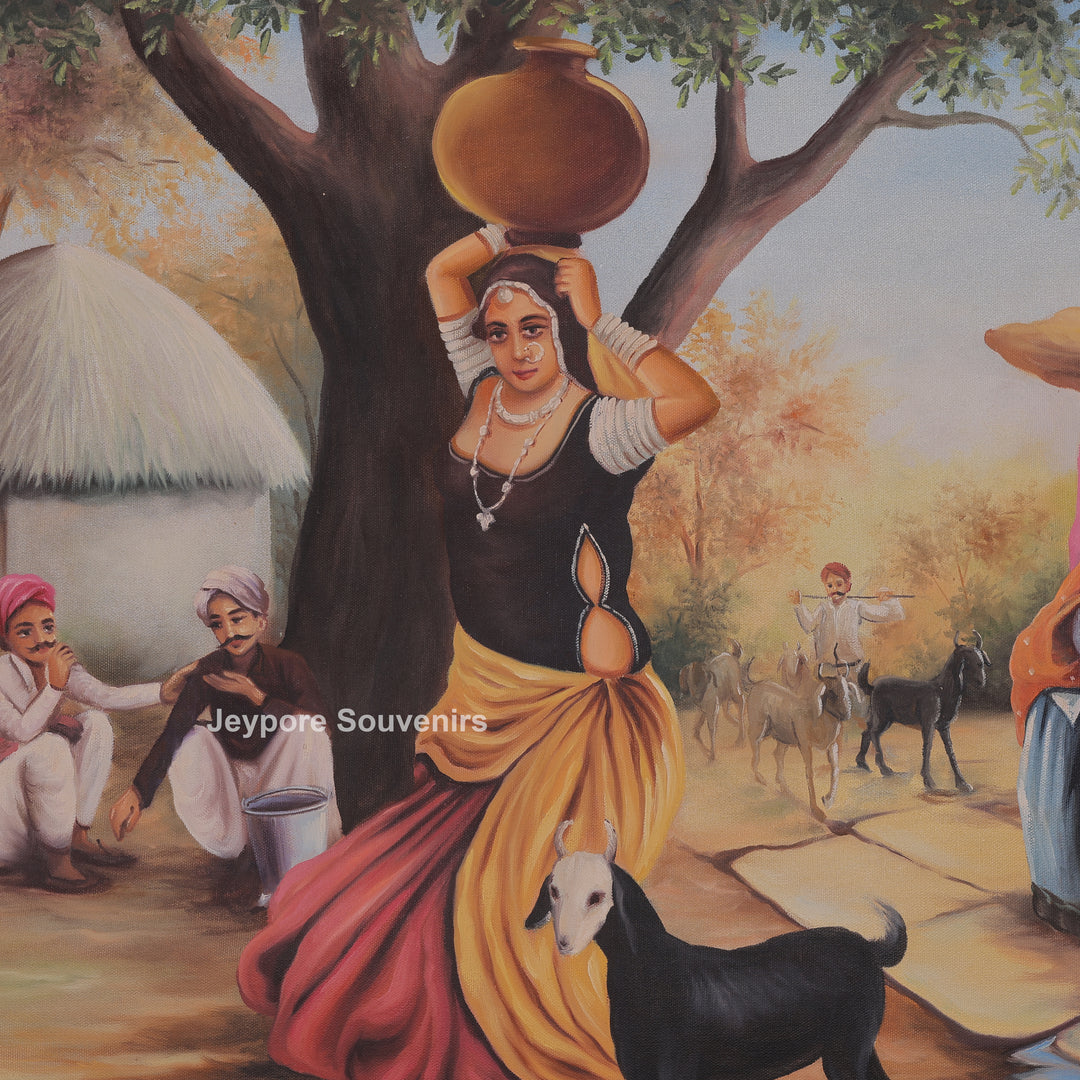 Indian Village Traditional - Handmade Painting