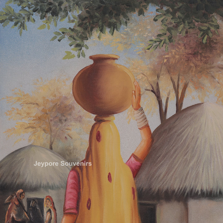 Indian Village Traditional - Handmade Painting