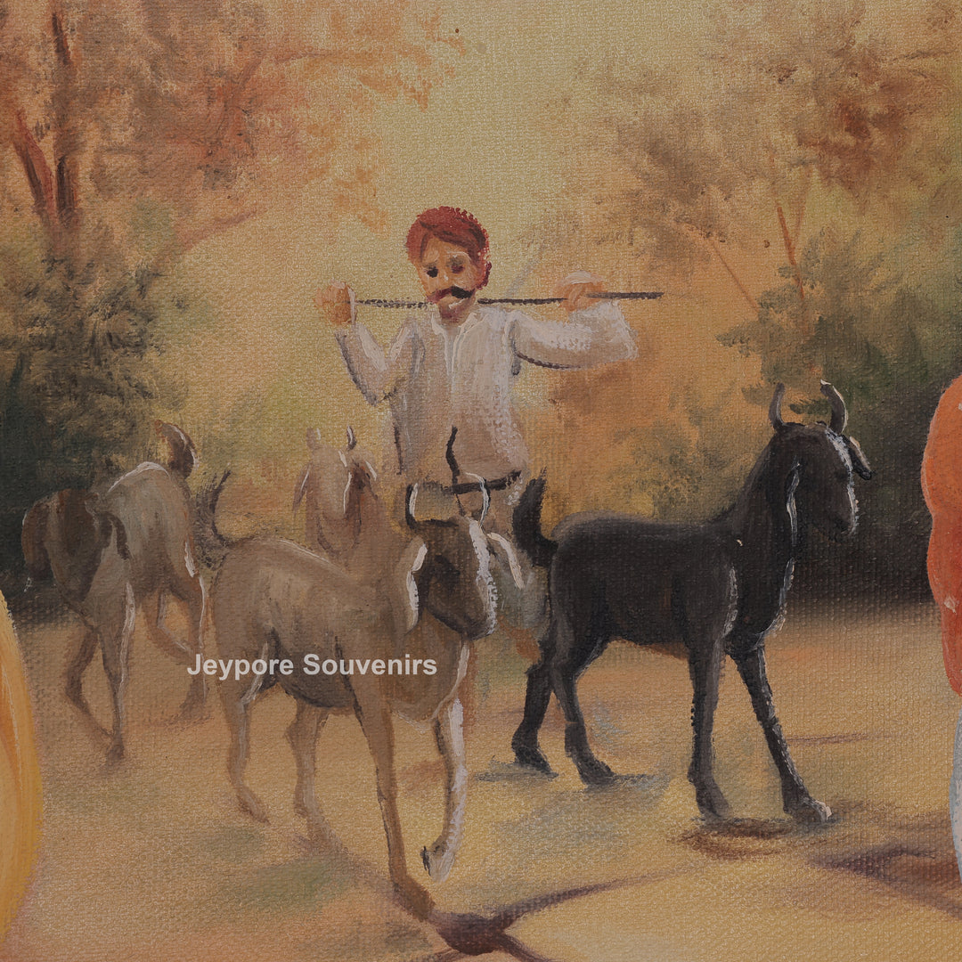 Indian Village Traditional - Handmade Painting