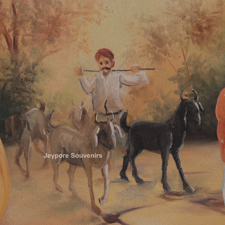 Indian Village Traditional - Handmade Painting