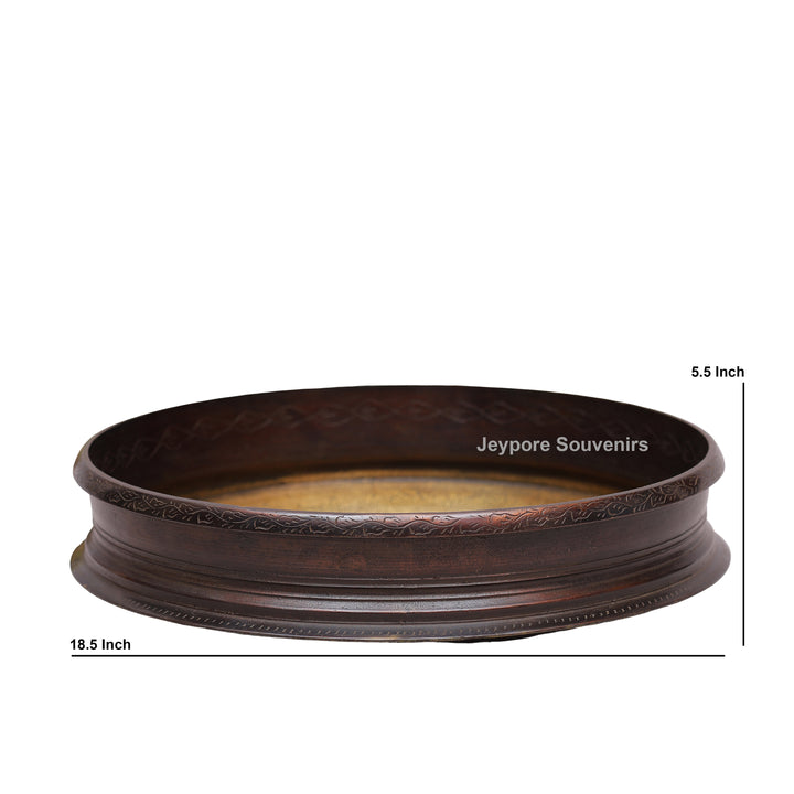 Antique Brass Urli Bowl with Dark Antique-Finished Exterior