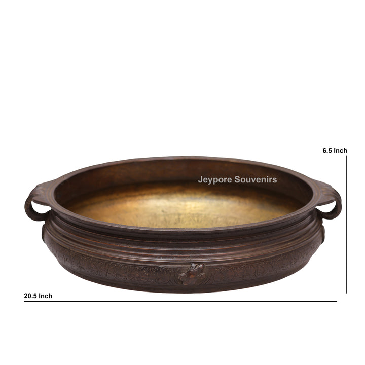 Antique Brass Urli Bowl with Dark Finished Exterior