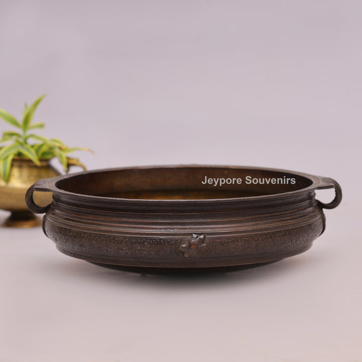 Antique Brass Urli Bowl with Dark Finished Exterior
