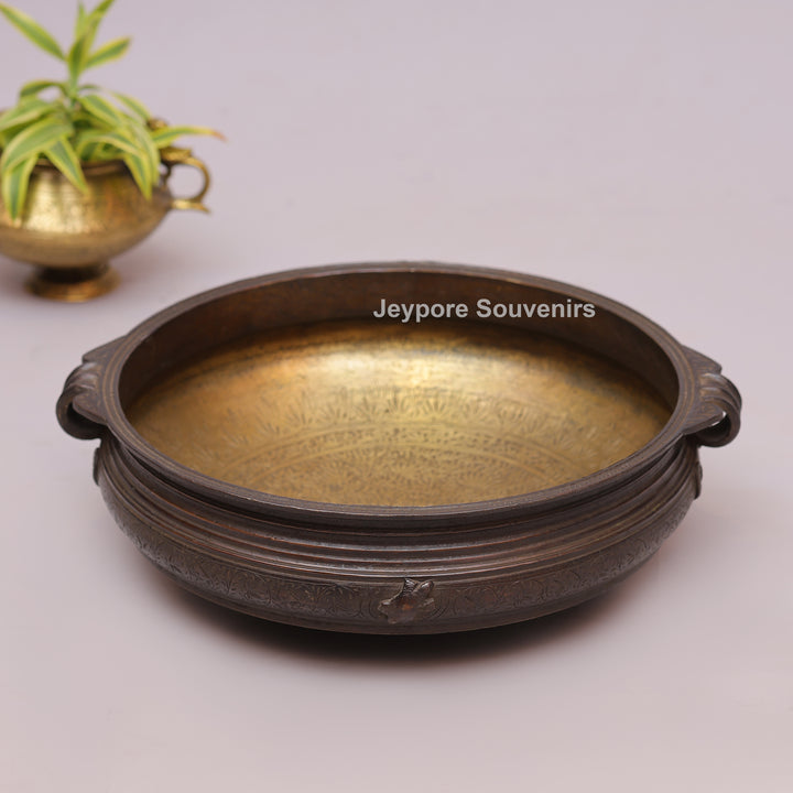 Antique Brass Urli Bowl with Dark Finished Exterior