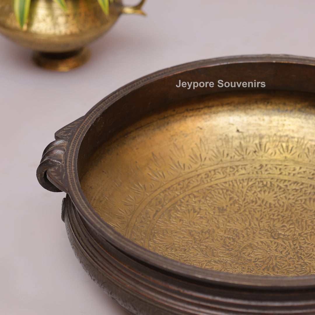 Antique Brass Urli Bowl with Dark Finished Exterior