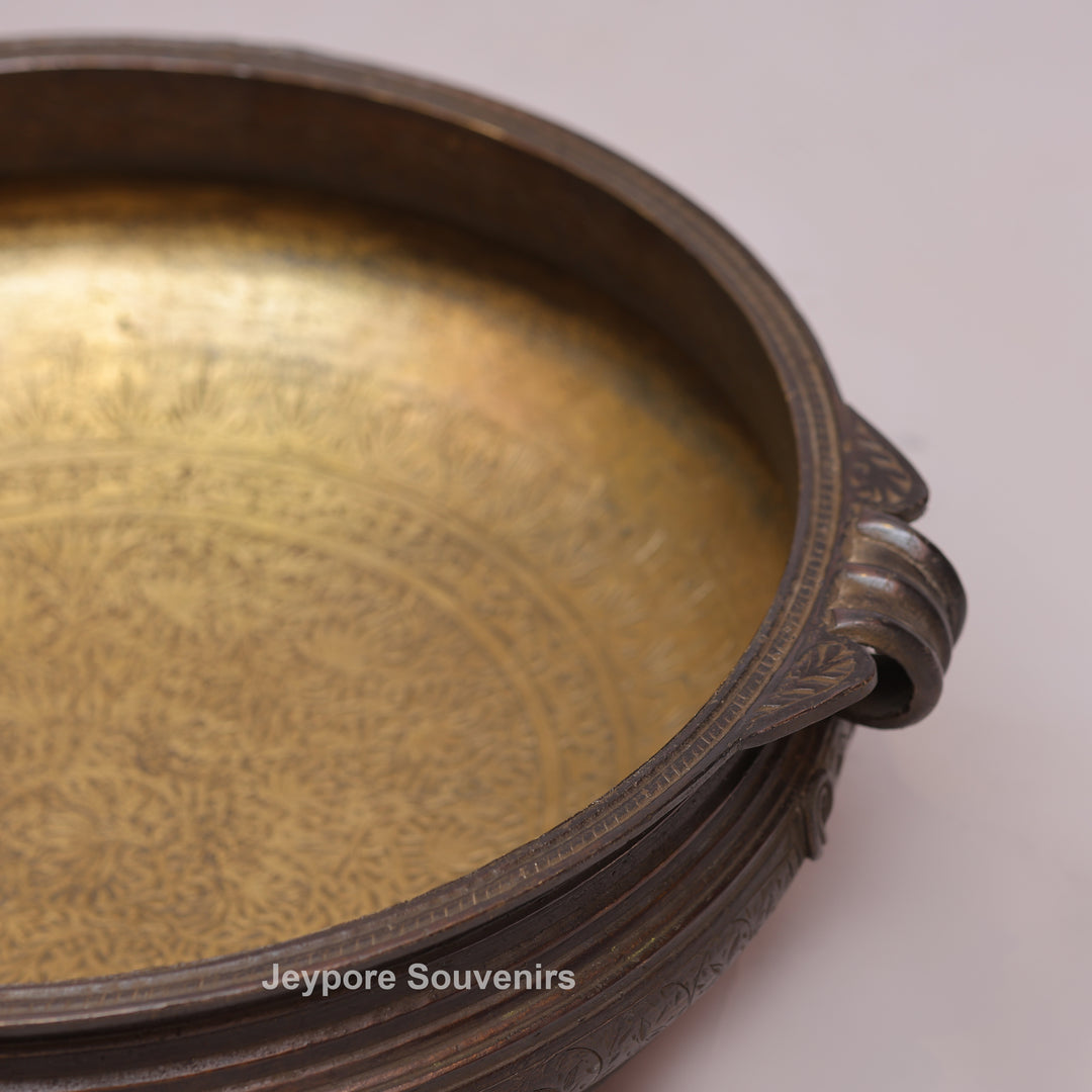 Antique Brass Urli Bowl with Dark Finished Exterior