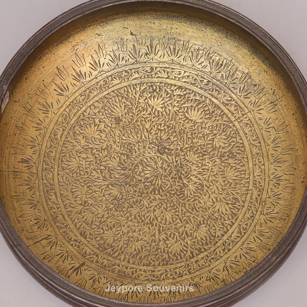 Antique Brass Urli Bowl with Dark Finished Exterior