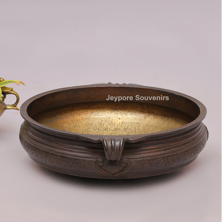 Antique Brass Urli Bowl with Dark Finished Exterior