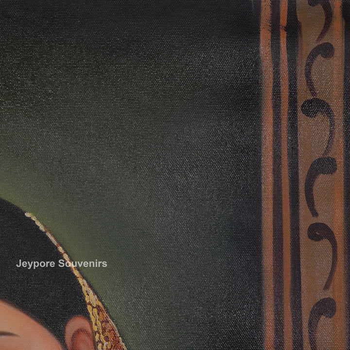 Traditional Women Waiting At The Door - Handmade Painting