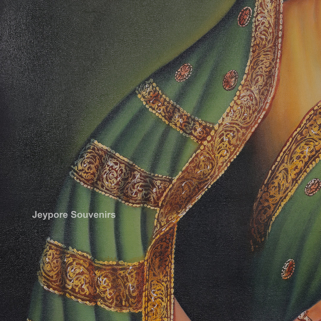 Traditional Women Waiting At The Door - Handmade Painting