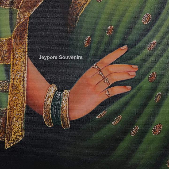 Traditional Women Waiting At The Door - Handmade Painting