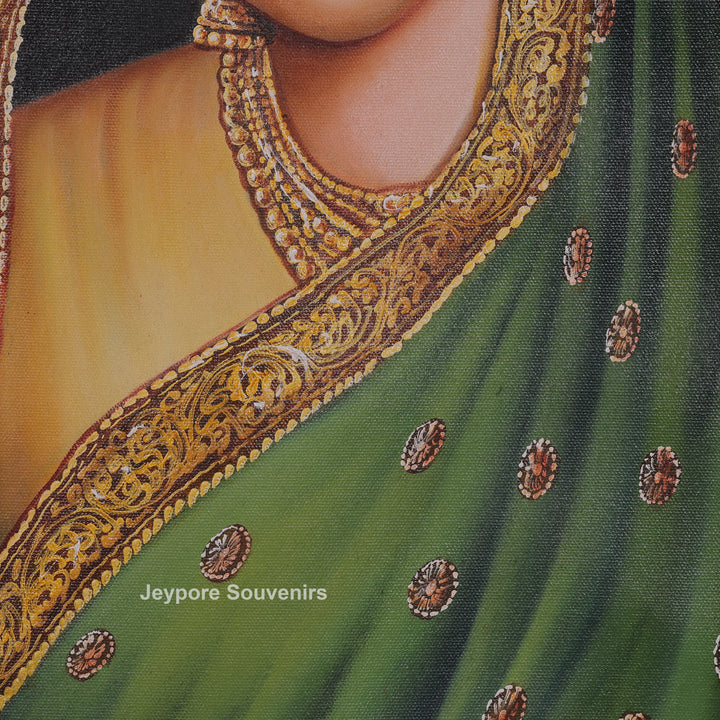 Traditional Women Waiting At The Door - Handmade Painting