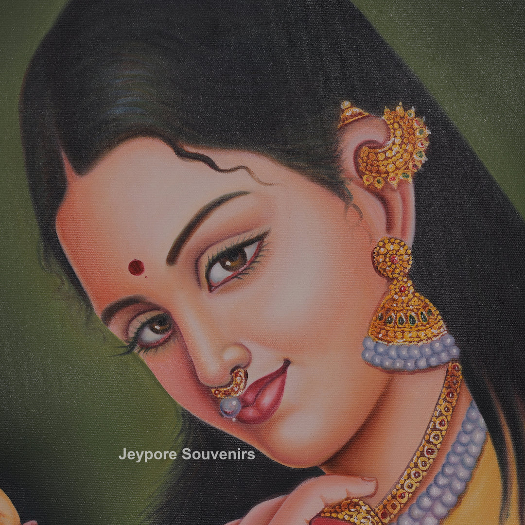 Woman Holding a Fruit – Traditional Handmade Painting