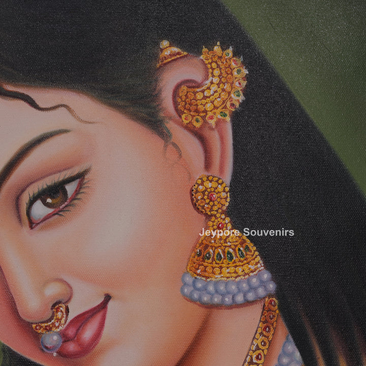 Woman Holding a Fruit – Traditional Handmade Painting