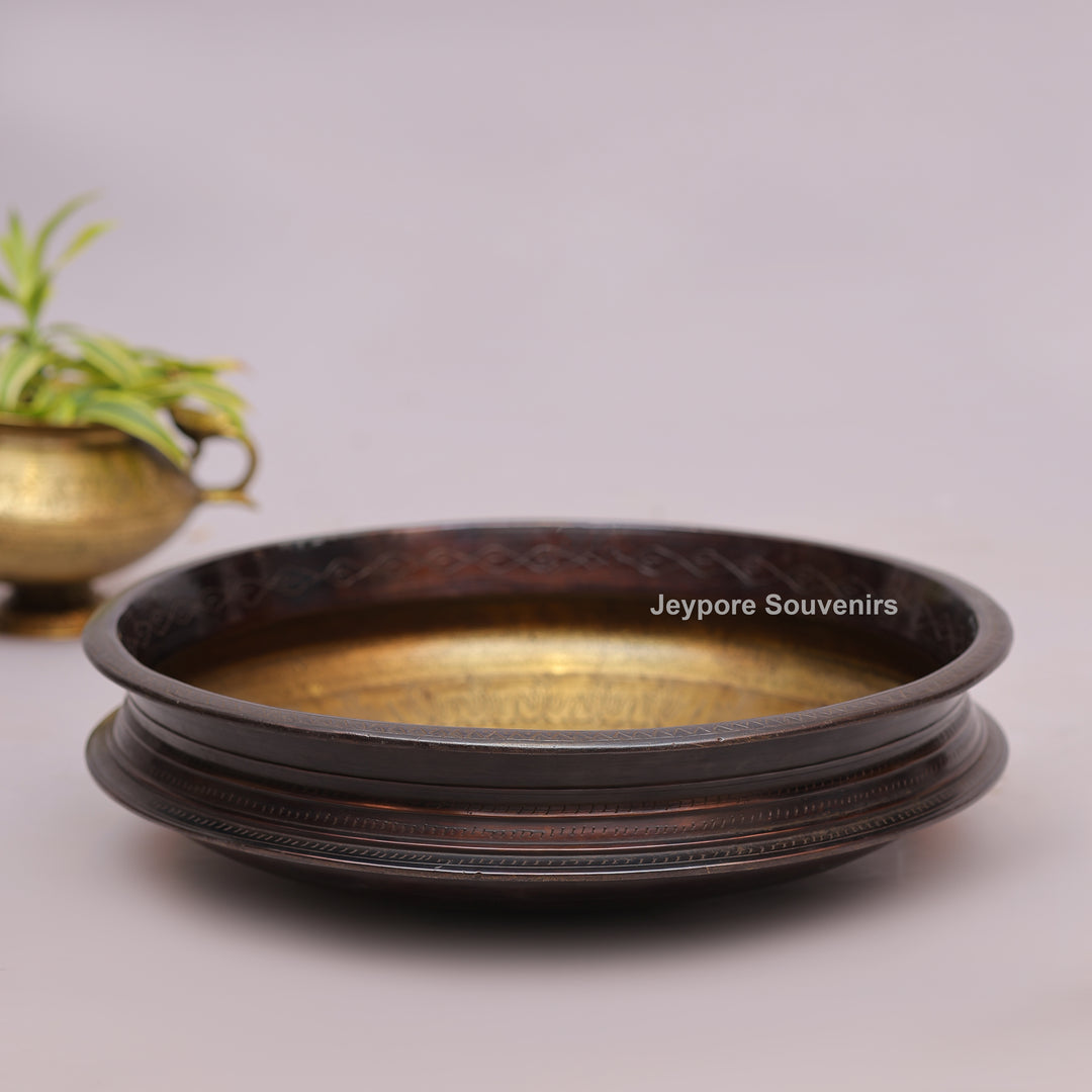 Handcrafted Unique Brass Urli Bowl with Dark Finished Exterior