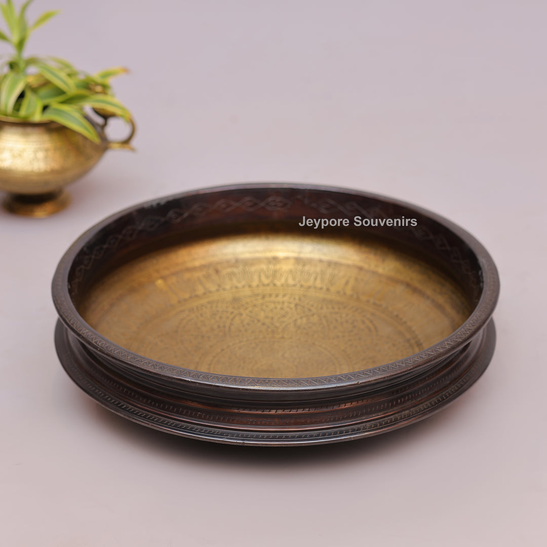 Handcrafted Unique Brass Urli Bowl with Dark Finished Exterior