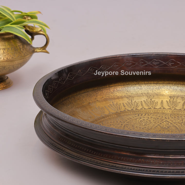 Handcrafted Unique Brass Urli Bowl with Dark Finished Exterior
