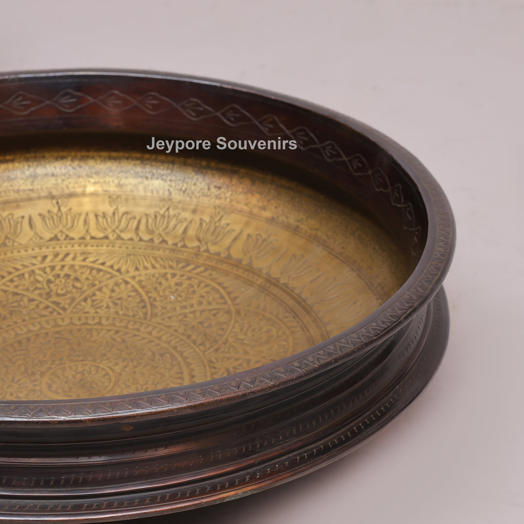Handcrafted Unique Brass Urli Bowl with Dark Finished Exterior