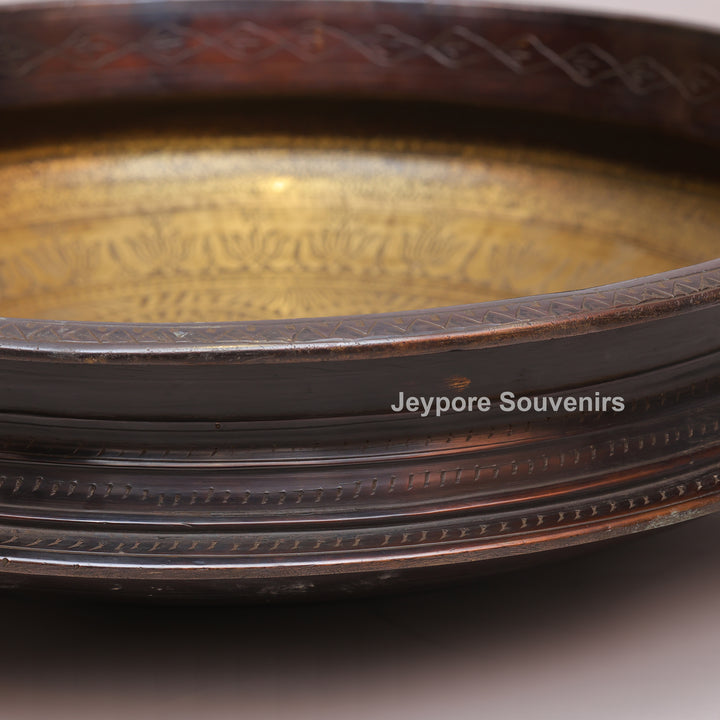 Handcrafted Unique Brass Urli Bowl with Dark Finished Exterior