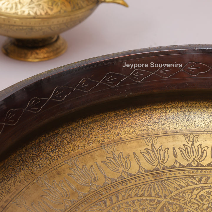 Handcrafted Unique Brass Urli Bowl with Dark Finished Exterior
