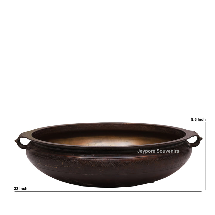 Handcrafted Brass Urli Bowl with Dark Antique-Finished Exterior
