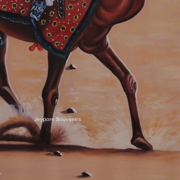 Men On Camel in a Desert Rajasthani Style - Painting